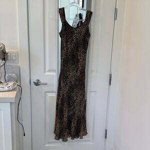 Milano Brown Leopard Print Maxi Dress